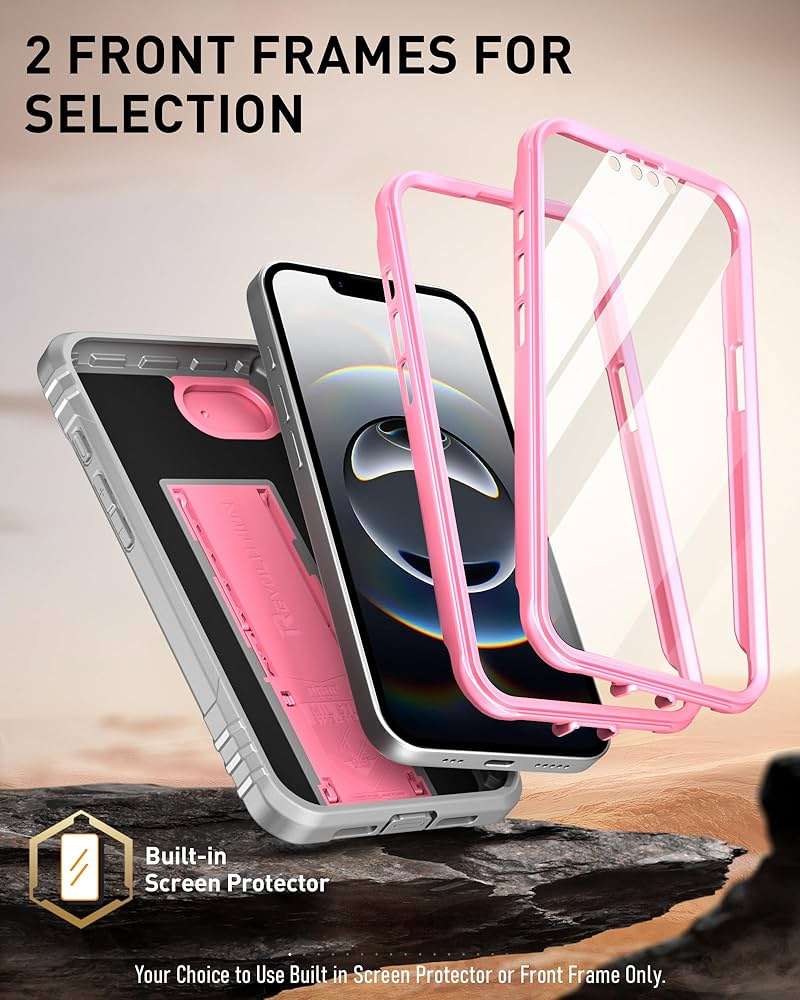 Poetic Revolution for iPhone 17e Case & iPhone 16e 6.1 inch Case, [Slide Camera Cover], Full-Body Military Grade Rugged Shockproof Cover with Kickstand and Built-in-Screen Protector, Pink - Image 5