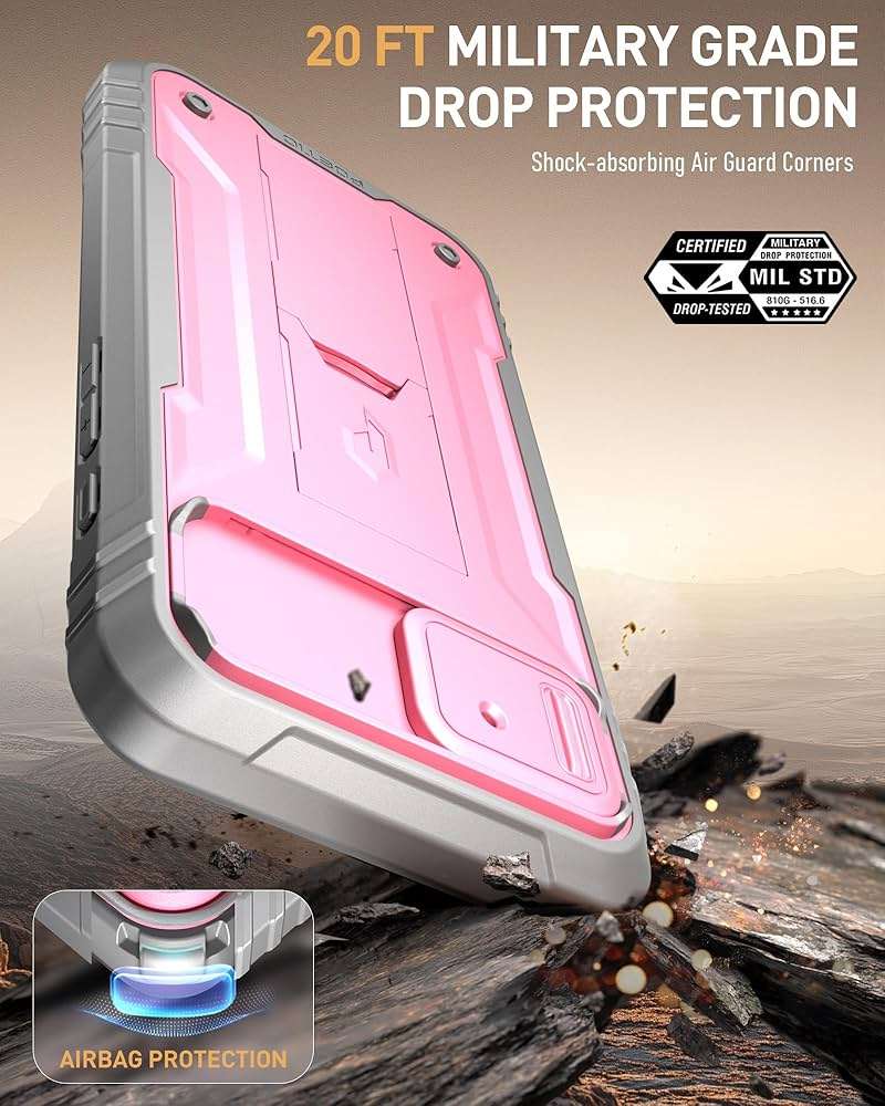 Poetic Revolution for iPhone 17e Case & iPhone 16e 6.1 inch Case, [Slide Camera Cover], Full-Body Military Grade Rugged Shockproof Cover with Kickstand and Built-in-Screen Protector, Pink - Image 6