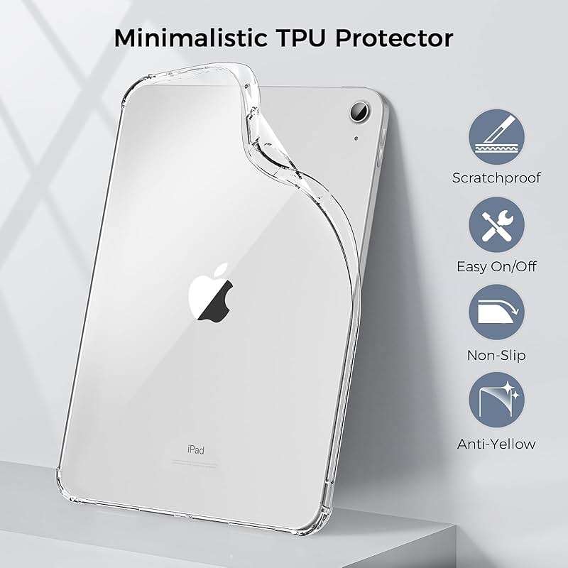 Blosomeet Clear Case for iPad A16 11th Generation 2025 11" & iPad 10th Generation 2022 10.9" w/Shockproof Shell, Slim Lightweight Soft TPU Transparent Back Protective Cover for iPad 10th/11th Gen - Image 3