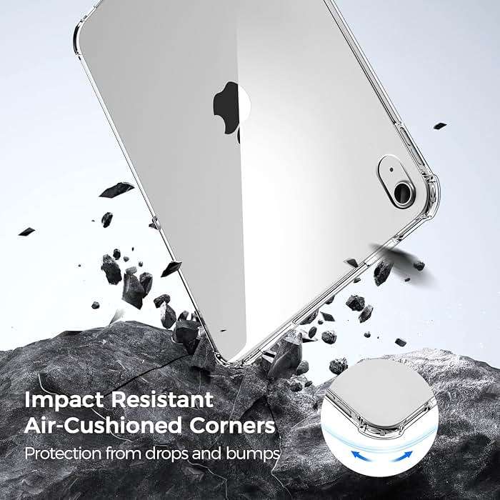 Blosomeet Clear Case for iPad A16 11th Generation 2025 11" & iPad 10th Generation 2022 10.9" w/Shockproof Shell, Slim Lightweight Soft TPU Transparent Back Protective Cover for iPad 10th/11th Gen - Image 4