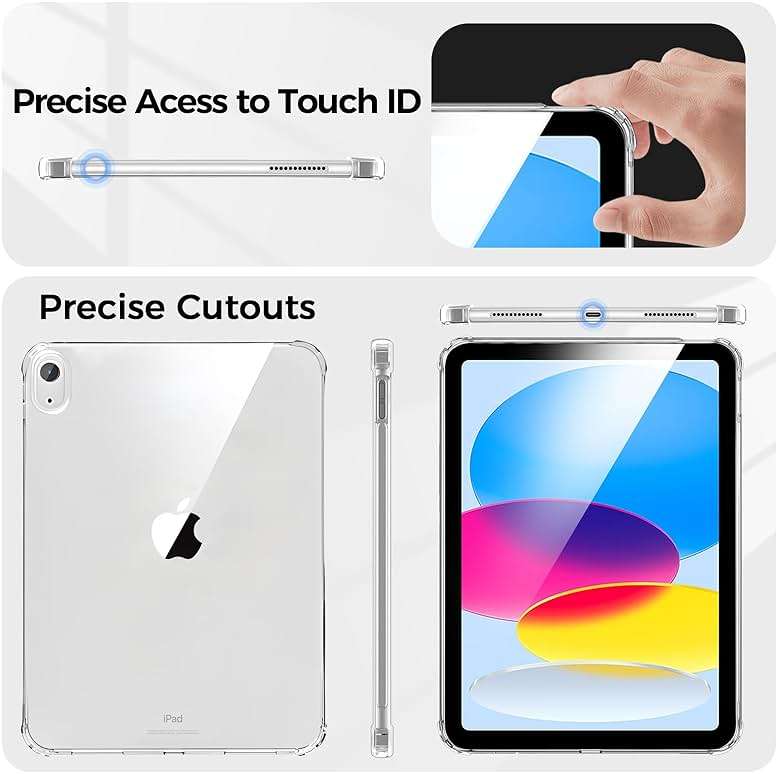 Blosomeet Clear Case for iPad A16 11th Generation 2025 11" & iPad 10th Generation 2022 10.9" w/Shockproof Shell, Slim Lightweight Soft TPU Transparent Back Protective Cover for iPad 10th/11th Gen - Image 5