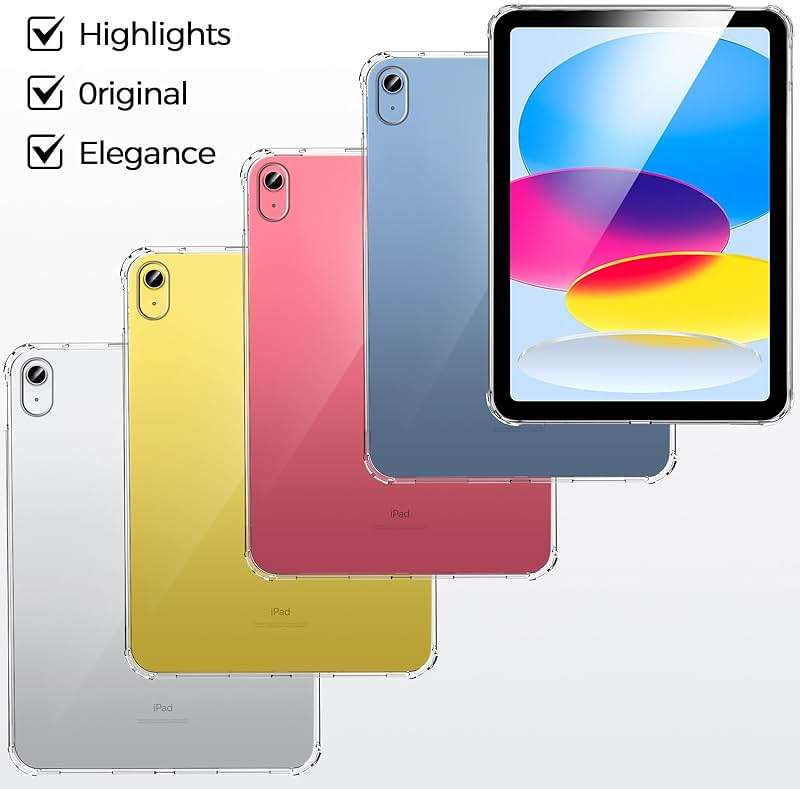 Blosomeet Clear Case for iPad A16 11th Generation 2025 11" & iPad 10th Generation 2022 10.9" w/Shockproof Shell, Slim Lightweight Soft TPU Transparent Back Protective Cover for iPad 10th/11th Gen - Image 7