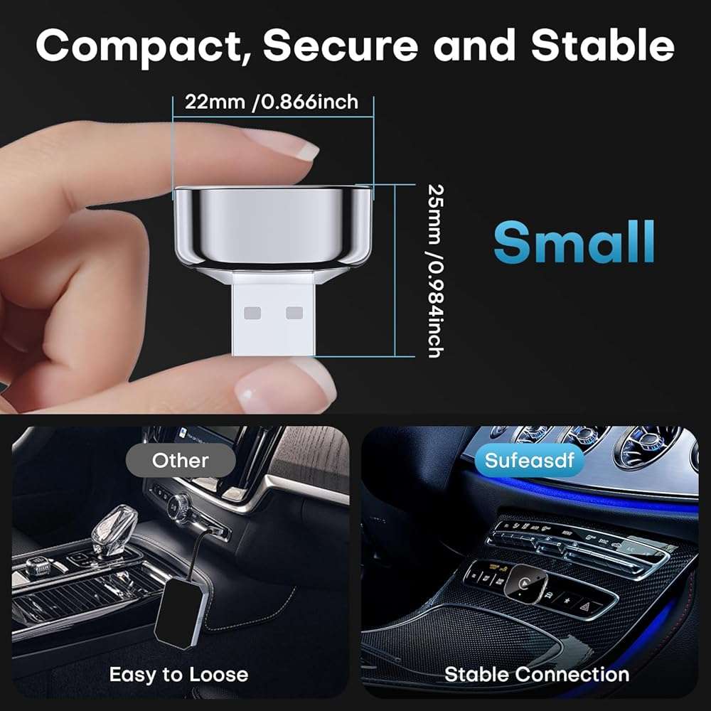 2-in-1 Wireless CarPlay & Android Auto Adapter, Plug & Play CarPlay Dongle Converts Wired to Wireless, Fast Auto-Connect, No Delay, Compact Design for iPhone & Android with USB/USB-C Port(Black) - Image 5