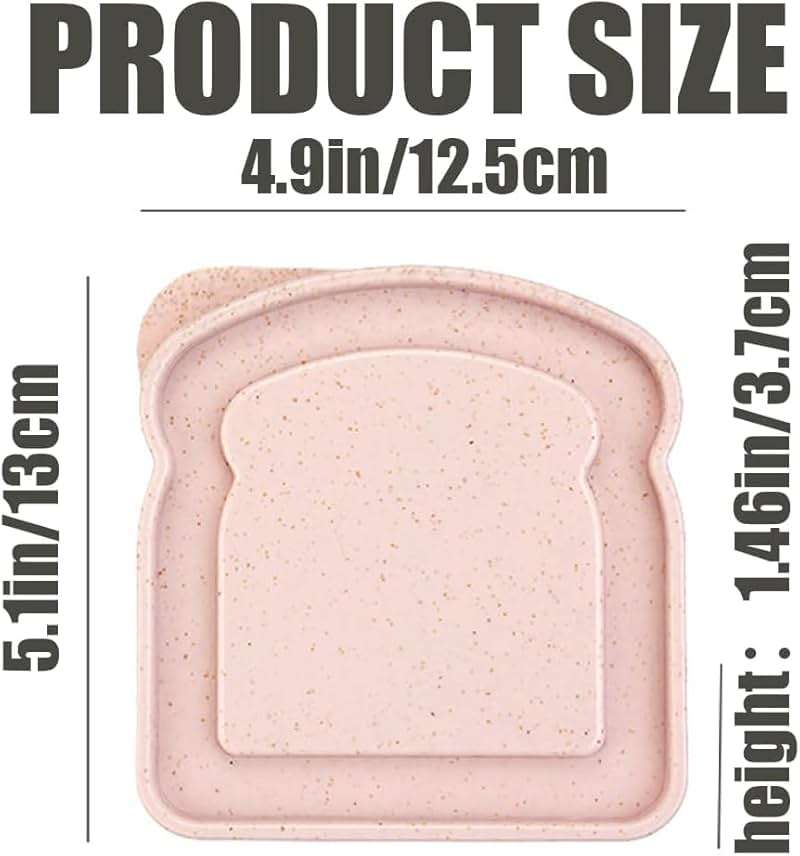 Wvapzwr 4Pcs Sandwich Containers for Lunch Boxes, Plastic Toast Shape Sandwich Box, Reusable Sandwich Box Food Storage Containers, Microwave & Dishwasher Safe, for Office, Camping - Image 3