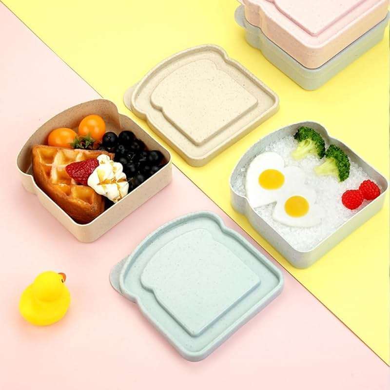Wvapzwr 4Pcs Sandwich Containers for Lunch Boxes, Plastic Toast Shape Sandwich Box, Reusable Sandwich Box Food Storage Containers, Microwave & Dishwasher Safe, for Office, Camping - Image 5