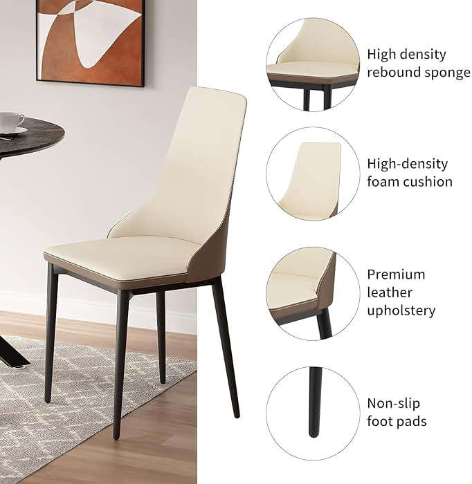 VFK 47 Inch Round Dining Table Set for 4-6 People, Large Farmhouse Kitchen Dining Table Set with Chairs and Storage Rack, Metal Base Round Table for Home Dining Room Living Room - Image 6