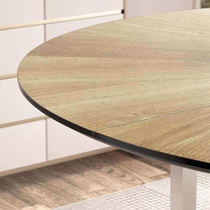 VFK 47 Inch Round Dining Table Set for 4-6 People, Large Farmhouse Kitchen Dining Table Set with Chairs and Storage Rack, Metal Base Round Table for Home Dining Room Living Room - Image 7