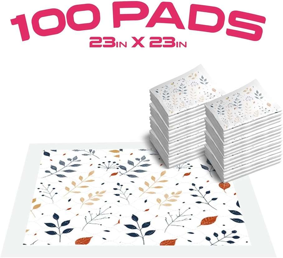 Pupiboo Disposable Dog and Cat Training Pads – Leaves Pattern, Highly Absorbent Pee Pads, Leak Proof Backing, Pheromonal Attractant for Housebreaking & Potty Training – 23x23 in (100 Count) - Image 4