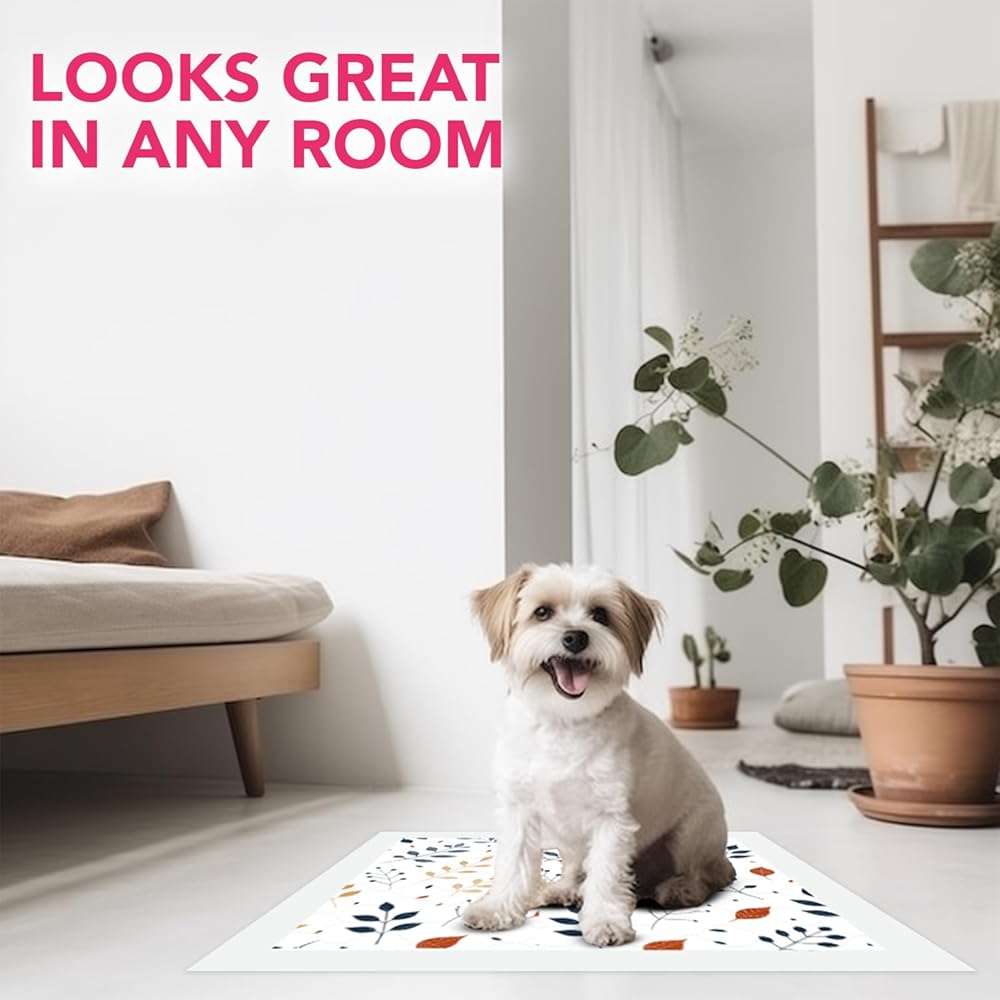 Pupiboo Disposable Dog and Cat Training Pads – Leaves Pattern, Highly Absorbent Pee Pads, Leak Proof Backing, Pheromonal Attractant for Housebreaking & Potty Training – 23x23 in (100 Count) - Image 7