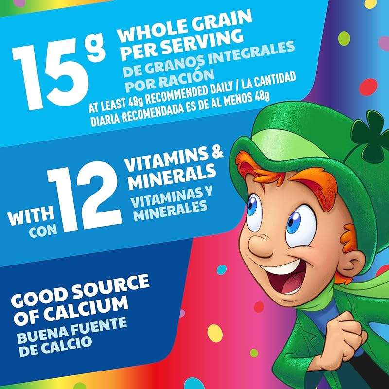 Lucky Charms Rainbow Sprinkles Cereal with Marshmallows, Birthday Cake Flavor, Kids Breakfast Cereal Made with Whole Grain, 10.9 oz - Image 5
