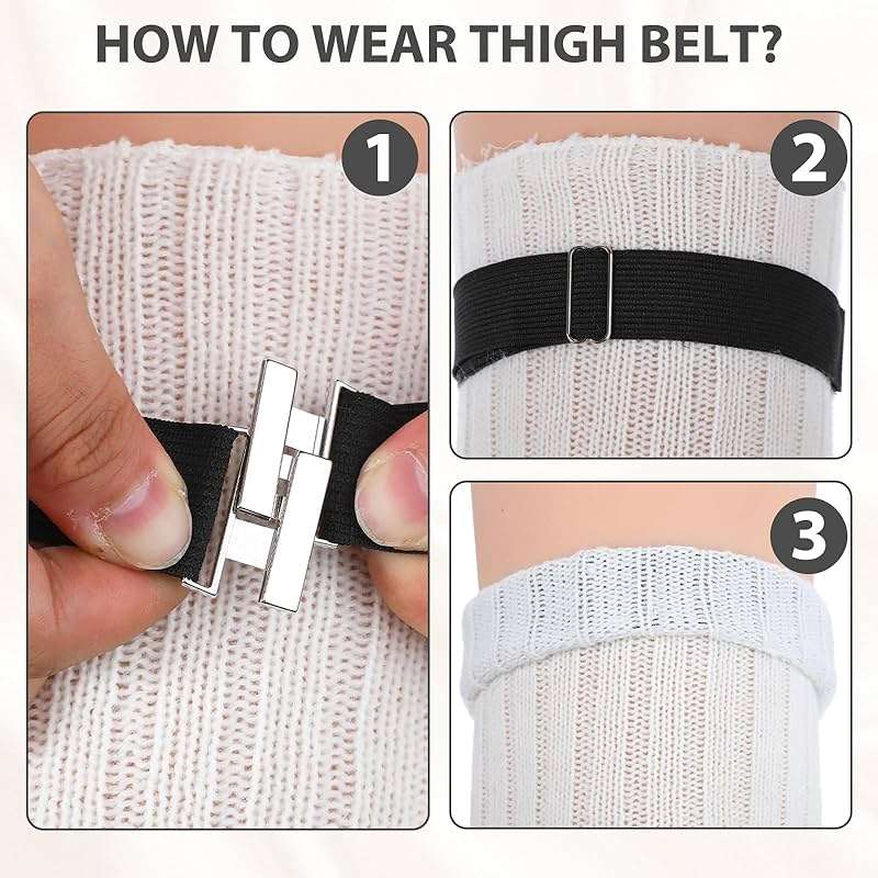 PKRFCJ 4 PCS Thigh Garters for Women, Adjustable Elasticity Thigh Garter Belt, Thigh Garters for Women with Adjustable Buckle, for Thigh Leg Harness Belts(Black,White) - Image 3