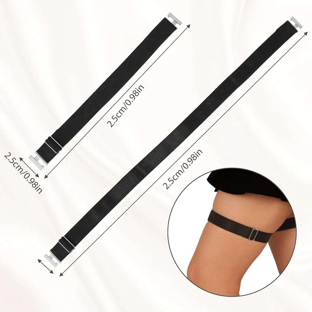 PKRFCJ 4 PCS Thigh Garters for Women, Adjustable Elasticity Thigh Garter Belt, Thigh Garters for Women with Adjustable Buckle, for Thigh Leg Harness Belts(Black,White) - Image 4