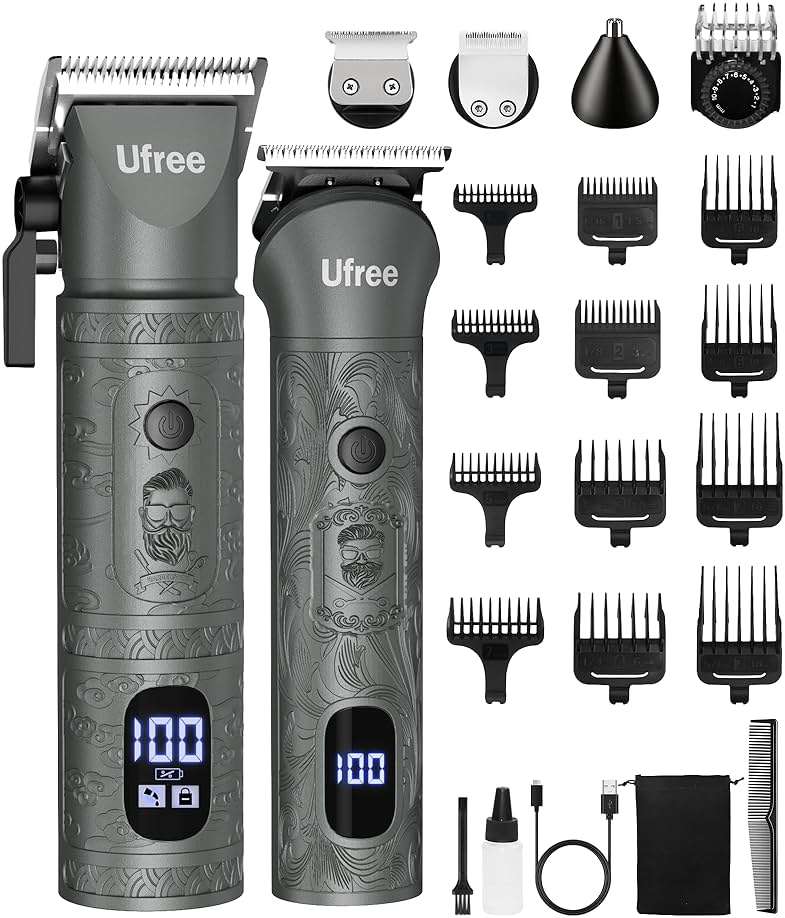 Ufree Beard Trimmer for Men with Hair Clipper, Professional Hair Clippers for Men and Hair Trimmers, Cordless Electric Razor Mens Grooming Kit for Nose, Face, Ear, Body, Gifts for Men Husband Father - Image 1