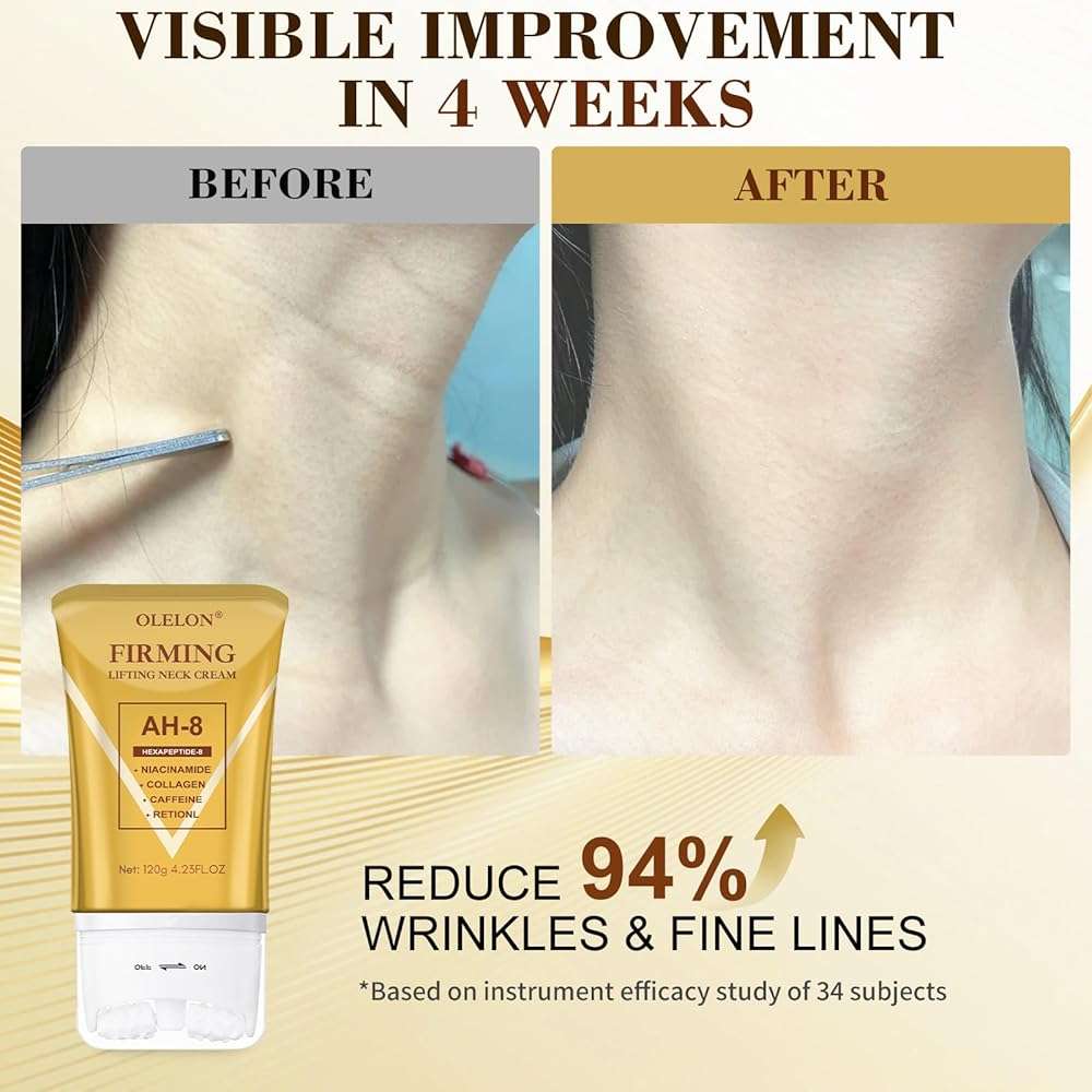 OLELON [2026 Upgrade] AH8 Firming Neck Cream with Roller - Tightening & Lifting Cream for Sagging Skin, 8-HA Clockwise Neck Cream for Face & Body Skin Tightening Cream with Massage Roller - Image 4