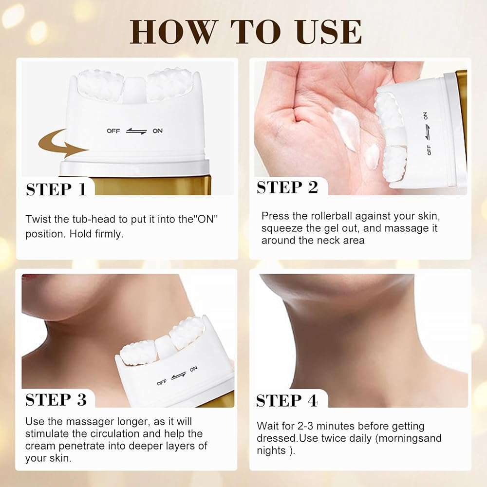 OLELON [2026 Upgrade] AH8 Firming Neck Cream with Roller - Tightening & Lifting Cream for Sagging Skin, 8-HA Clockwise Neck Cream for Face & Body Skin Tightening Cream with Massage Roller - Image 7