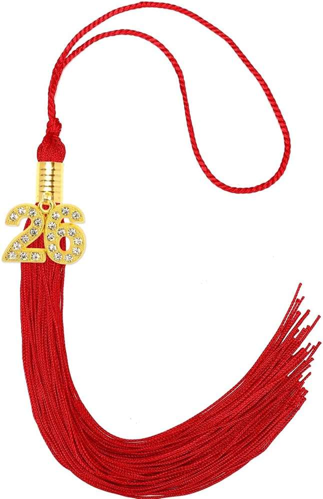 JULMELON 2026 Graduation Tassel, 2026 Graduation Cap Tassel with Bling Charm, 2026 Graduate Hat Ceremonies Accessories (Red) - Image 1
