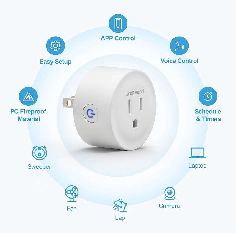 wooaismart Smart Plug, WiFi Plugs Work with Alexa & Google Assistant, Smart Outlet with Timer & Group Controller, WiFi Outlet for Home, No Hub Required, ETL & FCC Certified, 2.4GHz WiFi, 16A, 2 Pack - Image 2