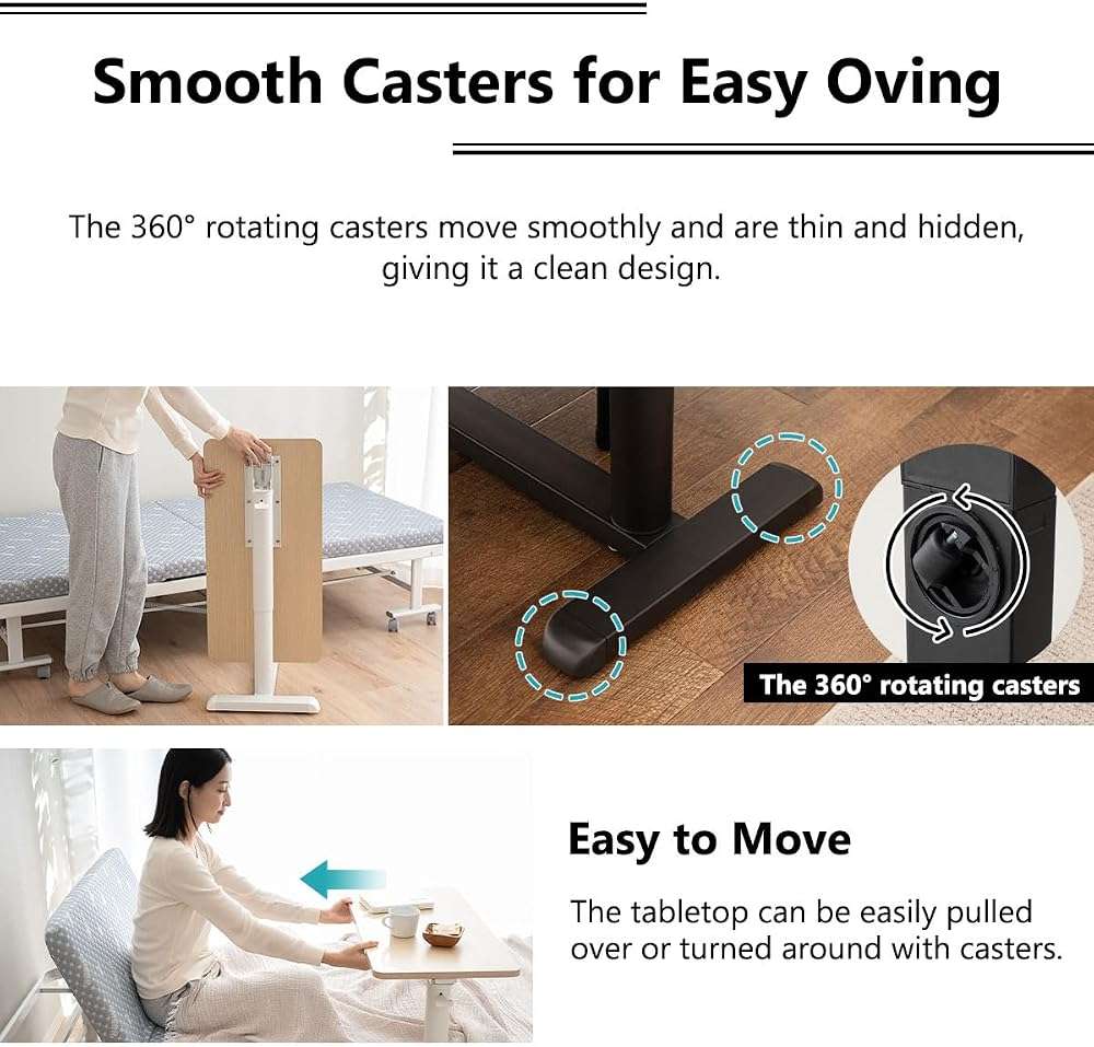 EMOOR Foldable C-Shaped Lifting Side Table Ciudad (Natural), Height Adjustable Space-Saving Metal Frame Bedside Sofa Couch Stand End Table Laptop Desk Snack - Image 6