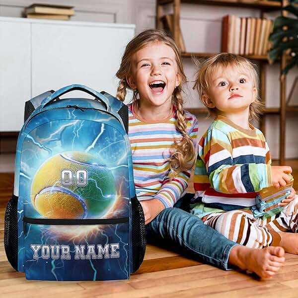 Custom Kids Backpack for Students - 17 Inch Tennis Backpacks for Middle School - Lightweight Durable Sports Bookbag - Image 4