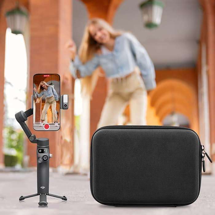 co2CREA Osmo Mobile 8/7P/7 Gimbal Stabilizer Hard Case - Waterproof Travel Storage Box with Custom Foam Insert & Mesh Pocket for DJI OM Mobile 7P Smartphone Gimbal, Accessories, Cables (Black Case) - Image 2