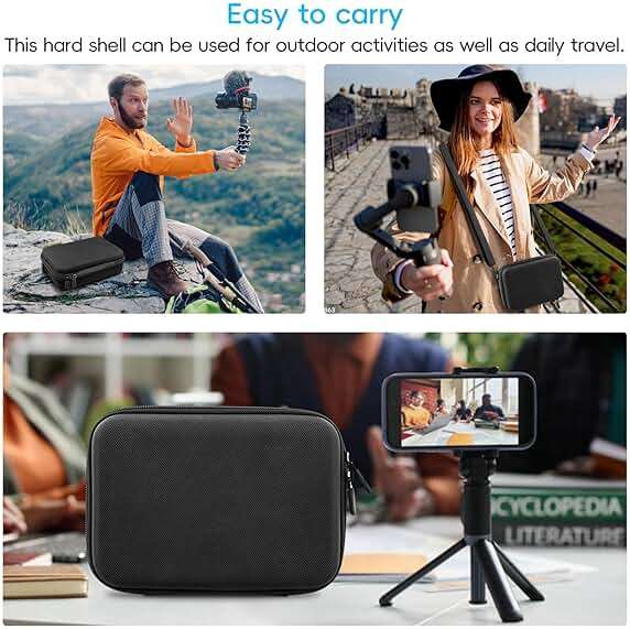 co2CREA Osmo Mobile 8/7P/7 Gimbal Stabilizer Hard Case - Waterproof Travel Storage Box with Custom Foam Insert & Mesh Pocket for DJI OM Mobile 7P Smartphone Gimbal, Accessories, Cables (Black Case) - Image 9