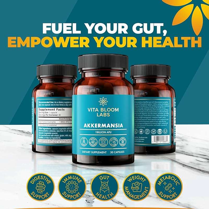 Vita Bloom Labs Akkermansia Probiotic Supplement - Promotes Digestive Comfort, Gut Lining & Microbiome Support - GLP-1 & Metabolic Wellness - Active Strain, 1 Billion AFUs - 30 Capsules - Image 2