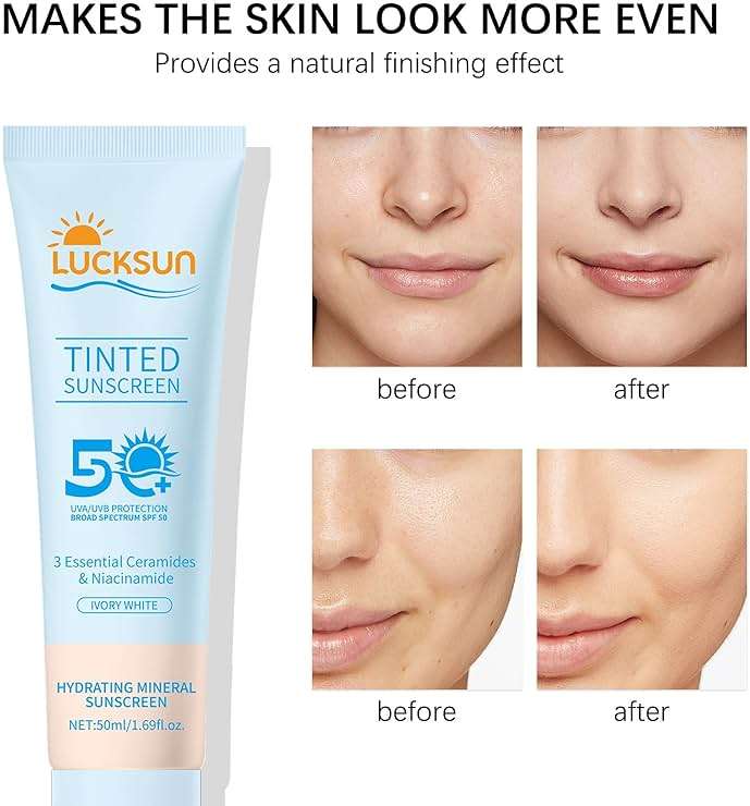 Tinted Mineral Sunscreen SPF 50-2-in-1 Makeup & Sunscreen for Natural Glow, Broad Spectrum Protection + Skincare Benefits All Skin Types (#001, 1.69 Fl Oz (Pack of 1)) - Image 7
