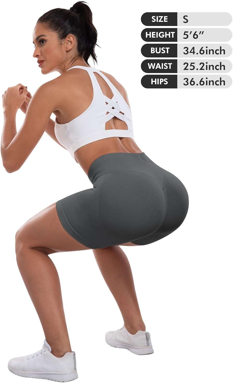 ATHVOTAR Workout Gym Shorts Women, High Waisted Seamless Butt Lifting Scrunch Butt Sports Shorts - Image 6