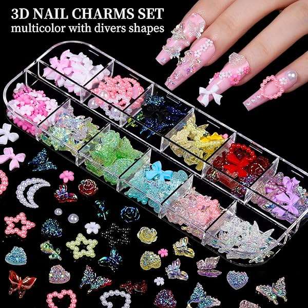 FANDAMEI Nail Charms, Nail Rhinestones Kit with 8 Boxes of Nail Gems, Bedazzling Kit for Nails, Colorful Clear Flatback Rhinestones, Charms Y2K for Nails, Multi Shape Nail Art Accessories for Crafts - Image 2