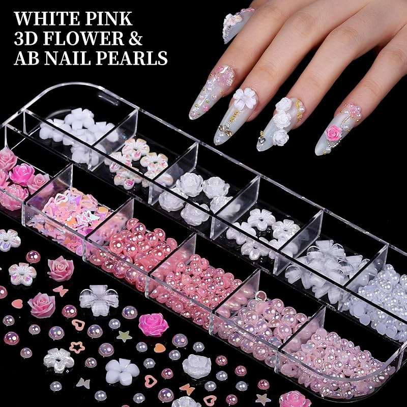 FANDAMEI Nail Charms, Nail Rhinestones Kit with 8 Boxes of Nail Gems, Bedazzling Kit for Nails, Colorful Clear Flatback Rhinestones, Charms Y2K for Nails, Multi Shape Nail Art Accessories for Crafts - Image 4