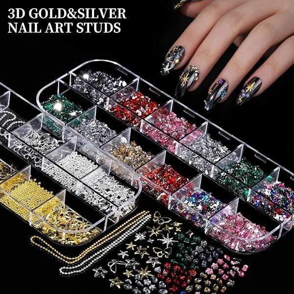 FANDAMEI Nail Charms, Nail Rhinestones Kit with 8 Boxes of Nail Gems, Bedazzling Kit for Nails, Colorful Clear Flatback Rhinestones, Charms Y2K for Nails, Multi Shape Nail Art Accessories for Crafts - Image 5