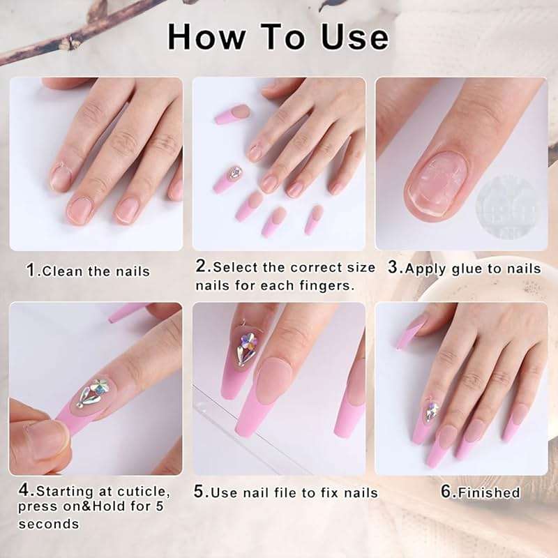 24Pcs Flower Press on Nails Medium Almond Handmade Fake Nails with 3D Pearl Charms Design Orange Red False Nails Full Cover Artificial Glue on Nails Spring Summer Stick on Nail for Women DIY Manicure - Image 6