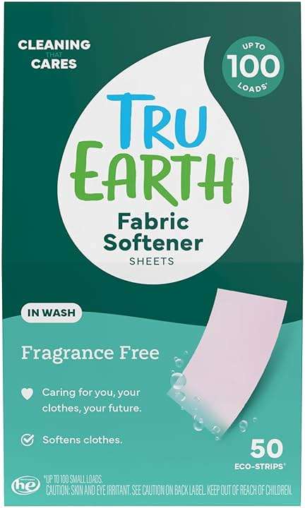 Tru Earth Fabric Softener Sheets | Original Eco-Strip Liquidless Detergent for Travel | 50 Sheets | Fragrance-Free - Image 1