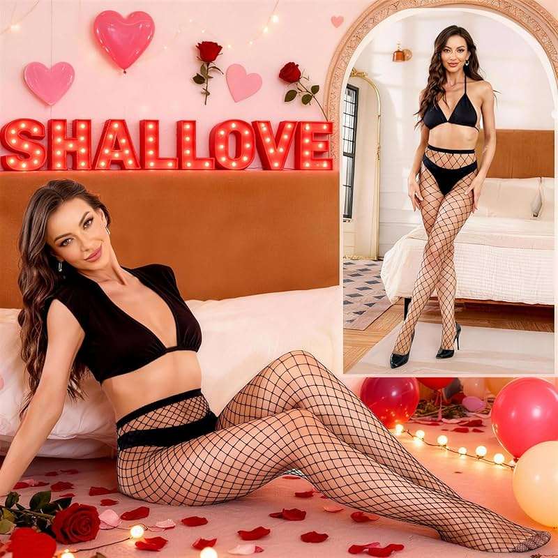 SHALLOVE 2 Pack Large And Medium Mesh Black Fishnet Stockings for Work Dates Weddings and Special Events - Image 4