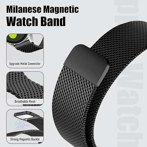 Milanese Loop for Garmin Venu 3S 2S/Vivoactive 4S/Forerunner 265S 255S Watch Band Women,18mm Stainless Steel Metal Mesh Magnetic Strap Quick Release Replacement Wristband for Huawei Watch Gt 5/4 41mm - Image 2