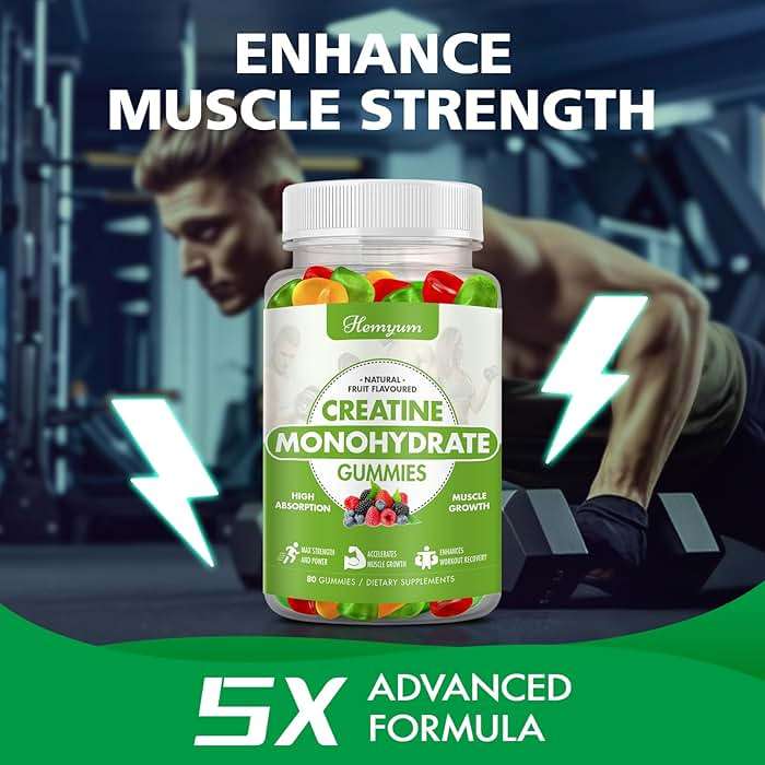 Creatine Monohydrate Gummies - Pre-Workout Creatine for Women Men, Enhanced Muscle Strength, Boost Focus and Endurance, Muscle Builder,Complex L-Taurine + Vitamin B12,Vegan, Gluten-Free 160 Count - Image 5