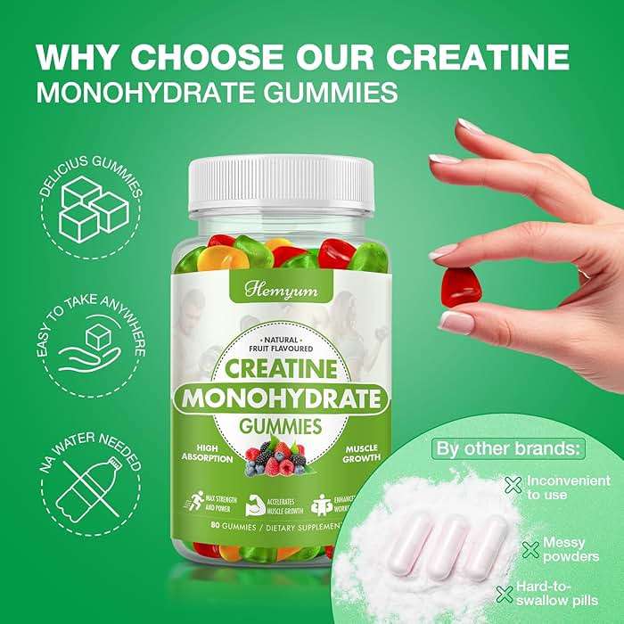 Creatine Monohydrate Gummies - Pre-Workout Creatine for Women Men, Enhanced Muscle Strength, Boost Focus and Endurance, Muscle Builder,Complex L-Taurine + Vitamin B12,Vegan, Gluten-Free 160 Count - Image 6