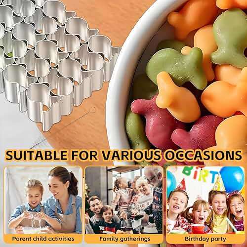 uadbau GoldFish Cracker Cutter, 25 Cavity Mini Cookie Cutters with Cleaning Brush, Goldfish Mold Stainless Steel Fish Shaped for Non-Stick Dough DIY Cookie Mold - Image 6