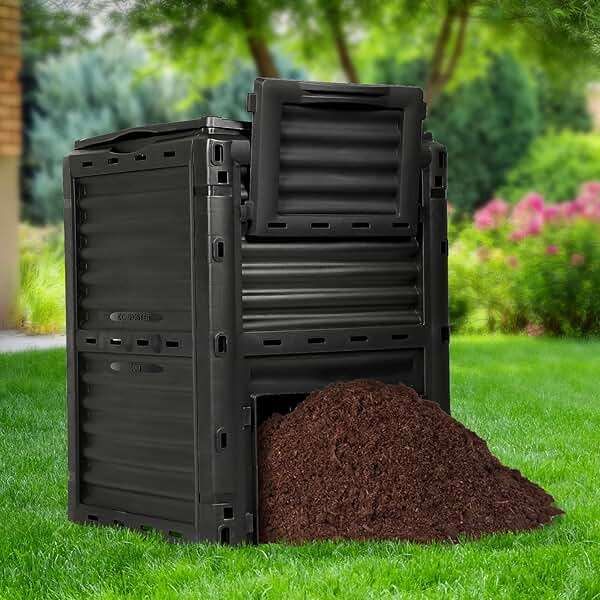 BIOGRN Compost Bin Outdoor, 80 Gallon Large Garden Composter, Black | Large 300L capacity with BPA-free construction, secure flip-latch lid, and easy assembly for garden, kitchen, and yard waste. - Image 8