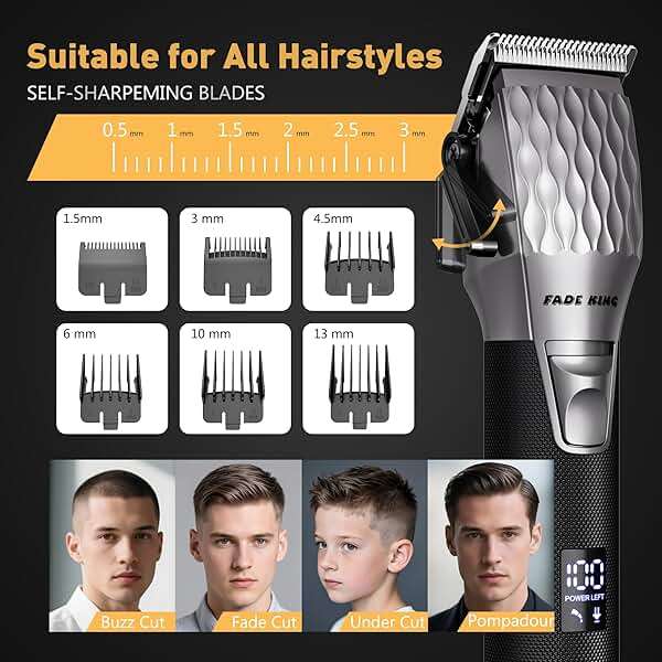FADEKING® Hair Clippers and Trimmer Set for Men, Professional Cordless Barber Clippers with Zero Gap T-Blade Trimmer, Hair Trimmer for Men, Beard Grooming Kit for Fade Haircuts, Home & Barber Use - Image 3
