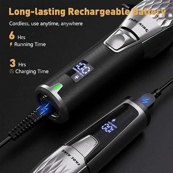FADEKING® Hair Clippers and Trimmer Set for Men, Professional Cordless Barber Clippers with Zero Gap T-Blade Trimmer, Hair Trimmer for Men, Beard Grooming Kit for Fade Haircuts, Home & Barber Use - Image 5