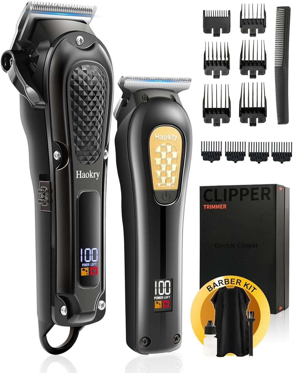 Haokry Hair Clippers & Trimmer for Men,Professional Barber Clippers and Trimmers Set,Mens Cordless Hair Clipper for Barbers Haircut Kit,Beard Trimmer,Rechargeable Electric Shaver - Image 1