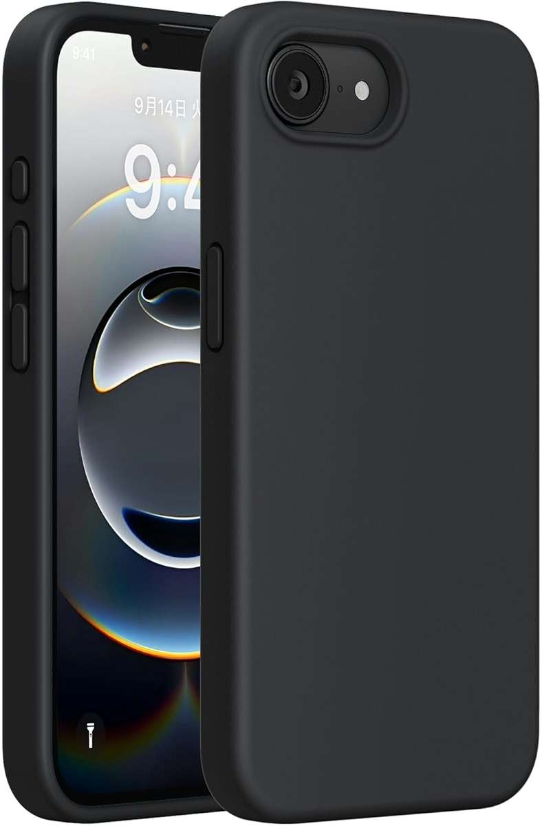 Miracase Compatible with iPhone 16e Case/iPhone 17e Case, [Soft Anti-Scratch Microfiber Lining], Liquid Silicone Shockproof Drop Protection Phone Case for iPhone 16e/17e, Black - Image 1