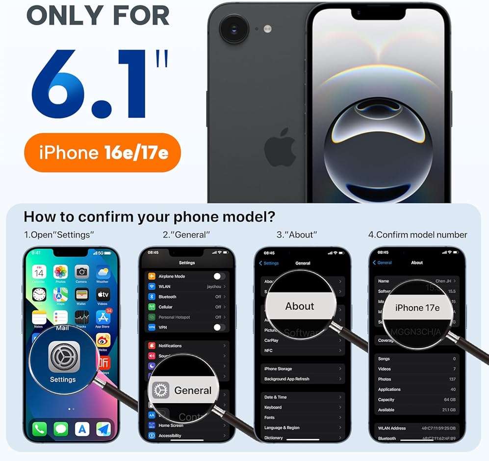 Miracase Compatible with iPhone 16e Case/iPhone 17e Case, [Soft Anti-Scratch Microfiber Lining], Liquid Silicone Shockproof Drop Protection Phone Case for iPhone 16e/17e, Black - Image 2