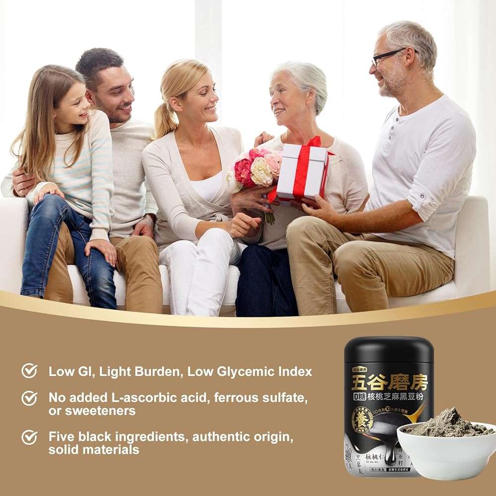 I WUGU Sugar-Free Walnut Black Soybean Sesame Meal Replacement Powder, Low GI, Smooth and Easy to Absorb, Rich in Sesamin, Non-GMO, Vegan, Zero Sugar Meal Replacement Shake, 19.25oz (546g), 五谷磨房无糖黑芝麻核桃粉 - Image 7