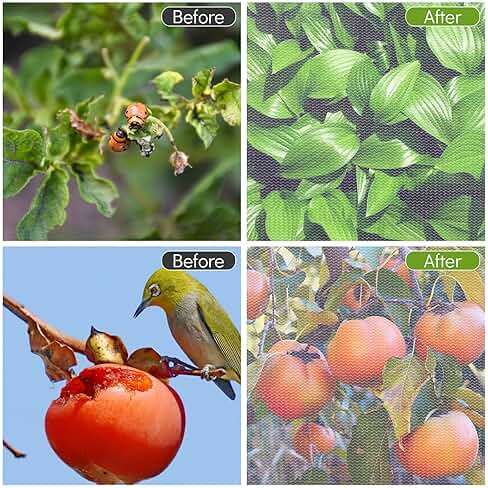 2 Pack Fruit Tree Netting Cover with Zipper and Drawstring, 6.6 x 6.6 Ft Bird Mesh Netting Barrier for Blueberry Bushes, Garden Plant Net Tree Protection Netting Cover for Apple Vegetables Fruits - Image 5