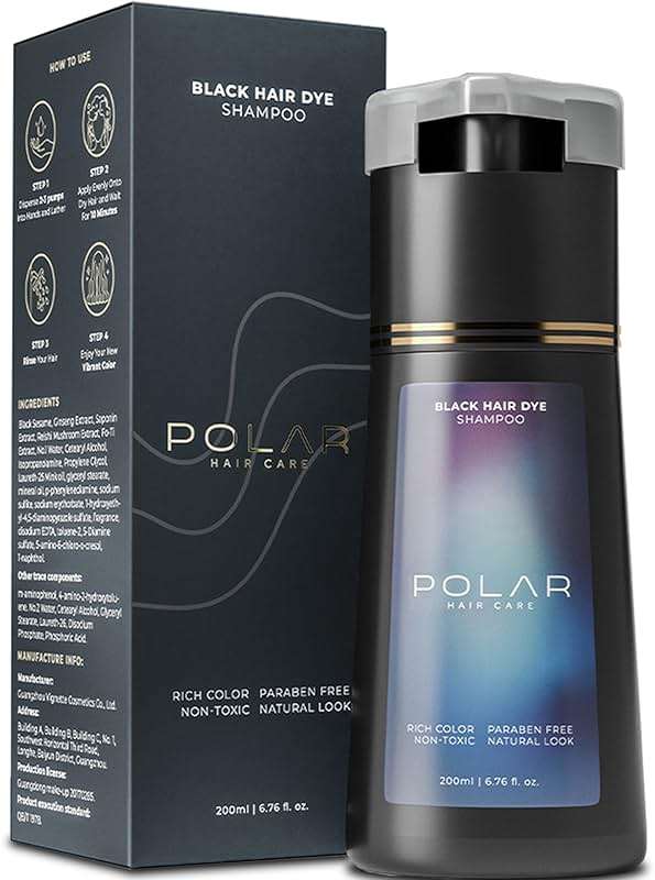 Polar Hair CARE Polar Haircare - Hair Dye Shampoo for Gray Hair for Women & Men (Jet Black) Natural Hair Dye Kit - Semi Permanent Hair Dye Shampoo - Vegan Hair Dye USA 6.76 Fl Oz - Image 1