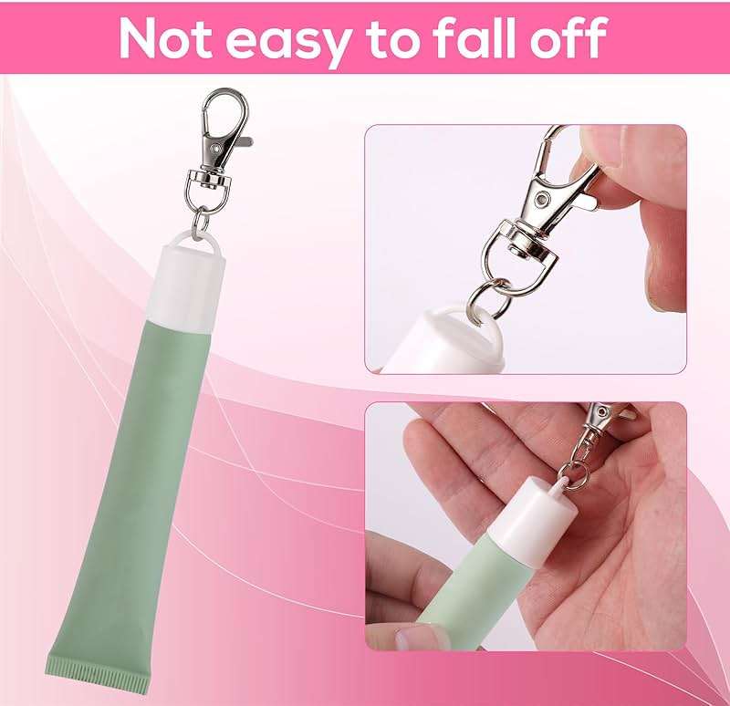 Gosknor 4pcs Keychain Caps for Summer Fridays 0.5 oz Lip Balm Keychain, Creative Portable Lipgloss Holder Case Keyring, Practical Lip Gloss Key Chain Replacement Cap Accessories(White) - Image 4