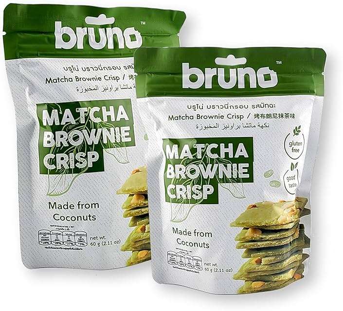 Bruno Matcha Brownie Crisp, Gluten Free and Dairy Free, Coconut Based, 2.11 oz (Pack of 2) - Image 1