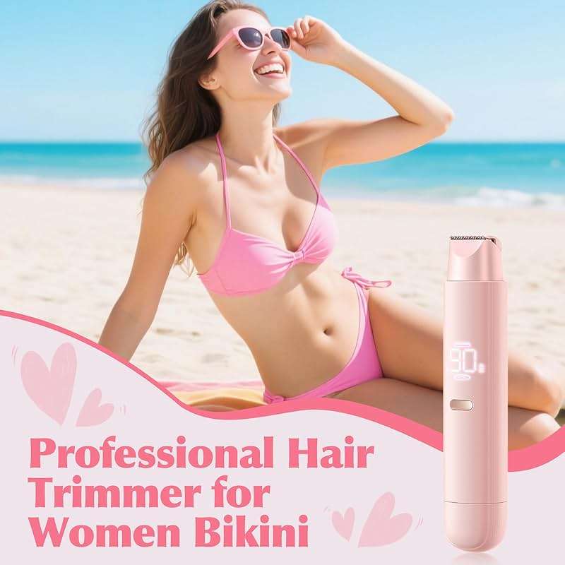 Bikini Trimmer for Women, 2 in 1 Electric Razor for Women Body Underarm Pubic Hair, Rechargeable LED Display Electric Trimmer - Image 2